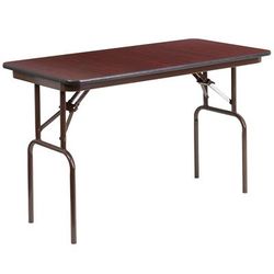Flash Furniture YT-2448-MEL-WAL-GG Rectangular Folding Table w/ Mahogany Laminate Top - 48"W x 24"D x 30"H, Brown