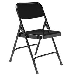 National Public Seating 210 Folding Chair w/ Black Steel Back & Seat - Steel Frame, Black, Pack of 4