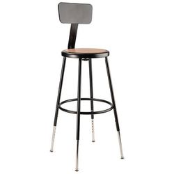 National Public Seating 6224HB-10 Round Stool w/ Solid Back & Masonite Board Seat, Black