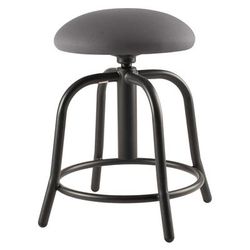 National Public Seating 6820S-10 Round Backless Swivel Stool w/ Charcoal Fabric Cushion Seat, Black