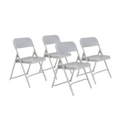 National Public Seating 802 Folding Chair w/ Gray Plastic Back & Seat - Steel Frame, Gray