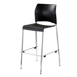 National Public Seating 8810B-11-10 Commercial Bar Stool w/ Black Plastic Back & Black Plastic Seat, Silver