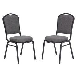 National Public Seating 9362-BT Stacking Chair w/ Natural Graystone Fabric Back & Seat - Steel Frame, Black