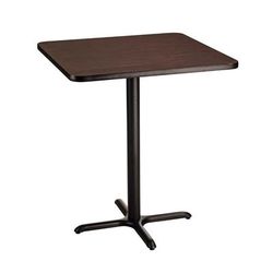 National Public Seating CT32424XBMY 24" Square Bar Height Table - Mahogany Laminate Top, Black Metal Base