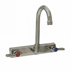 BK Resources EVO-8SM-4G Splash Mount Faucet w/ 4 1/2" Gooseneck Spout & 8" Centers, Stainless Steel