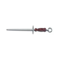 Victorinox 7.8991.22 10" Round Sharpening Steel - Regular Cut, Loose Ring, Dark Wood Handle