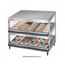 Hatco GRSDS-60D 60" Self Service Countertop Heated Display Shelf - 2 Shelves, 120v, Double Shelf, Silver