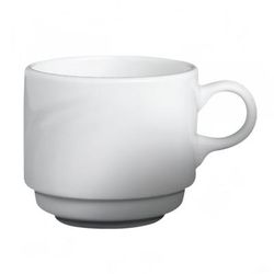 Cameo China 301-80C 8 oz Bostonian Stackable Coffee Cup - Ceramic, White