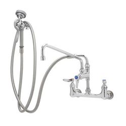 T&S B-0175 12"H Wall Mount Pre Rinse Faucet - 1 3/20 GPM, Base with Nozzle, Stainless Steel
