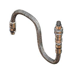 T&S B-1433-03 20" Flex Hose Assembly w/ 3/8" Male/Male Connections - 3/8" Male Connections, Silver