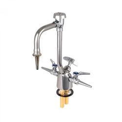 T&S BL-6005-02 Deck Mount Lab Gas & Water Turret w/ 6" Faucet, Serrated Tip, Chrome