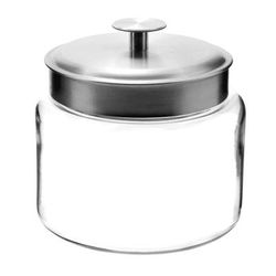 Anchor Hocking 95540AHG17 64 oz Mini Montana Jar w/ Brushed Aluminum Metal Cover, Clear, Pack of 2
