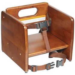 Winco CHB-704 Single Height Booster Seat w/ Waist & Chair Strap - Wood, Walnut, Brown