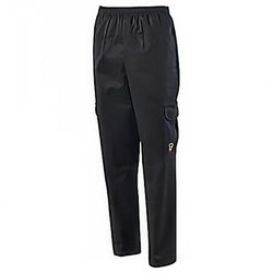 Winco UNF-11KXL Cargo Chef's Pants w/ Elastic Waist & Drawstring - Poly/Cotton, Black, X-Large