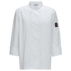 Winco UNF-6WS Mulholland Chef's Jacket w/ Long Sleeves - Poly/Cotton, White, Small