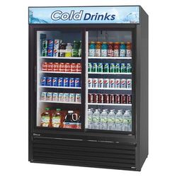 Turbo Air TGM-48R(B)-N 56" TGM Series 2 Section Glass Door Merchandiser - 2 Sliding Doors, Black, 115v, 44 cu. ft., Bottom-Mount Compressor