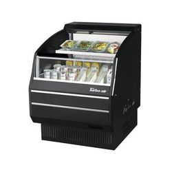 Turbo Air TOM-30LB-SP-N 28 1/8" Horizontal Open Air Cooler w/ 2 Levels, 115v, 5.1 Cu. Ft. Capacity, Self-Cleaning Condenser, Black