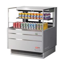 Turbo Air TOM-36L-UFD-S-2S-N 34 3/4" Horizontal Open Air Cooler w/ 2 Levels, 115v, Low Profile, 7 cu. ft. Capacity, Silver