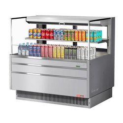 Turbo Air TOM-48L-UFD-S-2S-N 46 3/4" Horizontal Open Air Cooler w/ 2 Levels, 115v, Low Profile, Silver