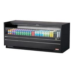 Turbo Air TOM-72UC-B-N 72 1/4" Horizontal Open Air Cooler w/ 1 Level, 115v, Black, Glass Side Panel
