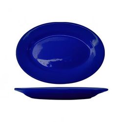 ITI CA-13-CB 11 1/2" x 8 1/4" Oval Cancun Platter - Ceramic, Cobalt Blue