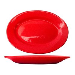 ITI CA-51-CR 15 1/2" x 10 1/2" Oval Cancun Platter - Ceramic, Crimson Red, 1 Dozen
