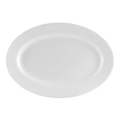 CAC UVS-14 13" x 7 5/8" Oval Universal Platter - Porcelain, Super White, 1 Dozen