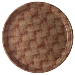 Cambro 1600301 16" Round Serving Camtray - Fiberglass, Dark Basket Weave, Dark Basketweave, Brown