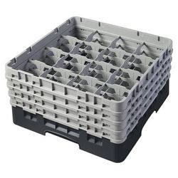 Cambro 16S800110 Camrack Glass Rack w/ (16) Compartments - (4) Gray Extenders, Black, 4 Soft Gray Extenders, Full Size