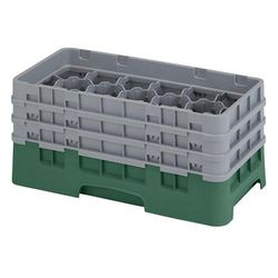 Cambro 17HS638119 Camrack Glass Rack - (3)Extenders, 17 Compartment, Sherwood Green, 17 Compartments, 3 Gray Extenders