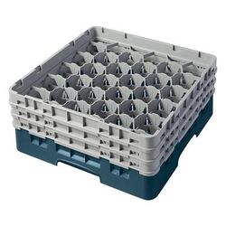 Cambro 30S638414 Camrack Glass Rack w/ 30 Compartments - 30 Gray Extenders, Teal, Full Size, Blue