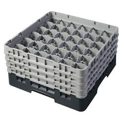 Cambro 36S800110 Camrack Glass Rack w/ (36) Compartments - (4) Gray Extenders, Black, 4 Extenders