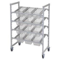 Cambro CPM244867FX1480 Mobile Flex Station Unit w/ 4 Open Shelves - Steel/Poly, Speckled Gray, 24" x 48"