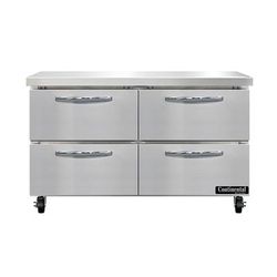 Continental SWF48N-D 48" W Worktop Freezer w/ (2) Sections & (4) Drawers, 115v, Silver