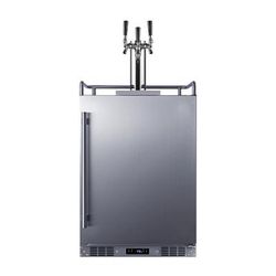 Summit SBC683OSTRIPLE 24" Kegerator Commercial Beer Dispenser w/ (3) 1/6 Keg Capacity - 3 Column, Stainless, 115v, Silver
