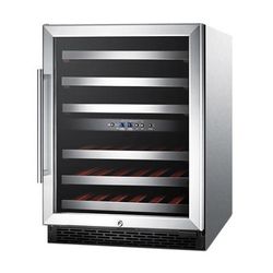 Summit SWC530BLBISTCSSADA 23 5/8" 1 Section Commercial Wine Cooler w/ 2 Zones - 36 Bottle Capacity, 115v, Silver
