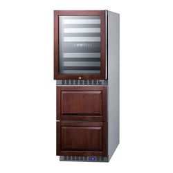 Summit SWCDAF24PNR 23 5/8" Commercial Wine Cooler/Drawer Freezer Combo w/ 2 Zones - 46 Bottle Capacity, 115v, Silver