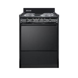 Summit TEM610C 24"W Electric Stove w/ 4 Burners - Black, 220v/1ph