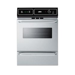Summit TTM7212BKW 24"W Gas Wall Oven w/ Window - Black/Stainless, Convertible, Silver, Gas Type: Convertible