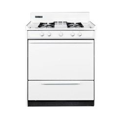 Summit WNM2107 30"W Gas Stove w/ 4 Burners - White, Natural Gas, Gas Type: NG
