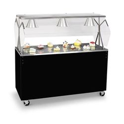 Vollrath 38931 60" Mobile Food Bar w/ Shelf & Stainless Top, Walnut Woodgrain, 60" Width, Brown