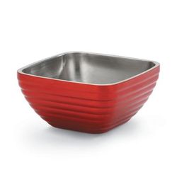 Vollrath 4763215 1 4/5 qt Square Insulated Bowl - Stainless, Dazzle Red, 1 Dozen