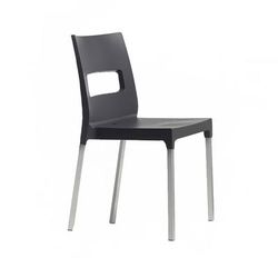 emu B9008 (22) Olly Indoor/Outdoor Stackable Side Chair - Black Plastic w/ Aluminum Frame, Polypropylene/Aluminum