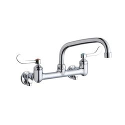 Elkay LK940AT08T4S Splash Mount Faucet w/ 8" Arched Swing Spout & 4" Wrist Blade Handles - 8" Centers, Chrome