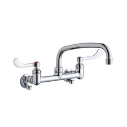 Elkay LK940AT10T4S Splash Mount Faucet w/ 10" Arched Swing Spout & 4" Wrist Blade Handles - 8" Centers, Chrome