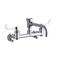 Elkay LK940VS07T4S Splash Mount Faucet w/ 8" Spout with Vacuum Breaker & 4" Wrist Blade Handles - 8" Centers