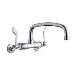 Elkay LK945AT12T4T Splash Mount Faucet w/ 12" Arched Swing Spout & 4" Wrist Blade Handles - 8" Centers, Chrome