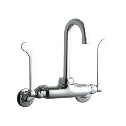 Elkay LK945GN04T6T Splash Mount Faucet w/ 4" Gooseneck Spout & 6" Wrist Blade Handles - 3 1/2" to 8" Centers