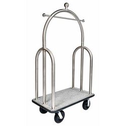 CSL 3599BK-010-GRY Upright Hotel Luggage Cart w/ Gray Carpet, Stainless, Silver