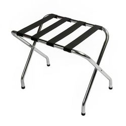 CSL S155C-BL Metal Luggage Rack w/ 2 1/4" Black Poly Straps - 26"W x 16 1/2"D x 20"H, Zinc